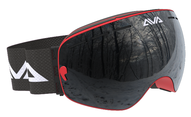 Red and Black ski goggles