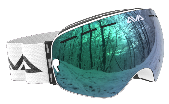 White Green and White ski goggles