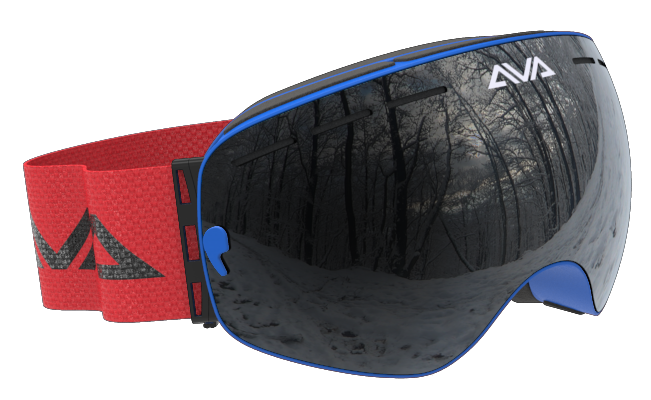 White Blue and Red ski goggles